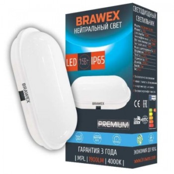 Светильник светодиодный накладной Brawex, 15 Вт, Холодный белый свет, СВ-06