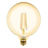 Лампа светодиодная филаментная General (глоб G125 золотой) 8Вт., Тёплый белый свет, цоколь Е27, 655309